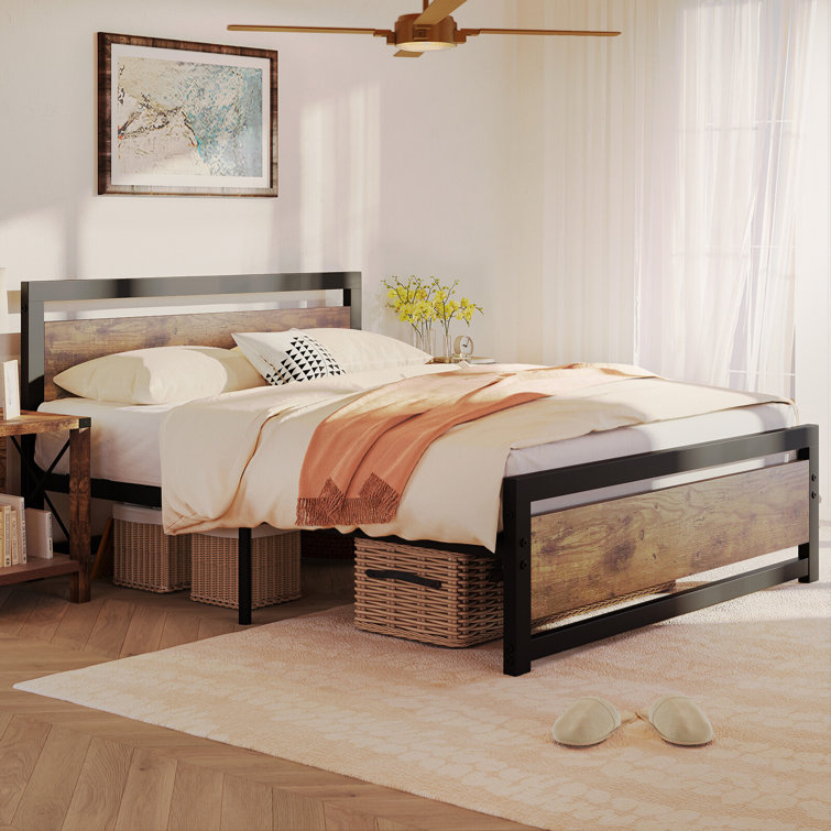 Full metal bed frame with headboard outlet and footboard